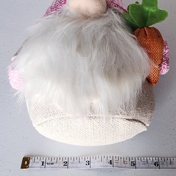 EASTER GNOME in Pink w/ Knit Hat, Carrot, & Bread | Spring Easter Decor - Picture 6 of 7